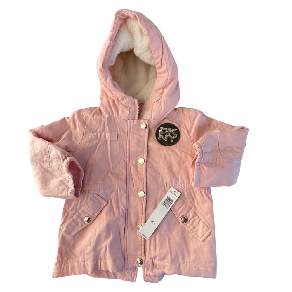 DKNY Toddler Girls Jacket Size 24MTHS NWT Medium Weight in Blush & White